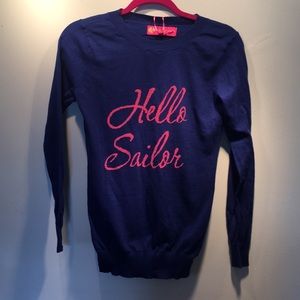 Navy hello sailor sweater